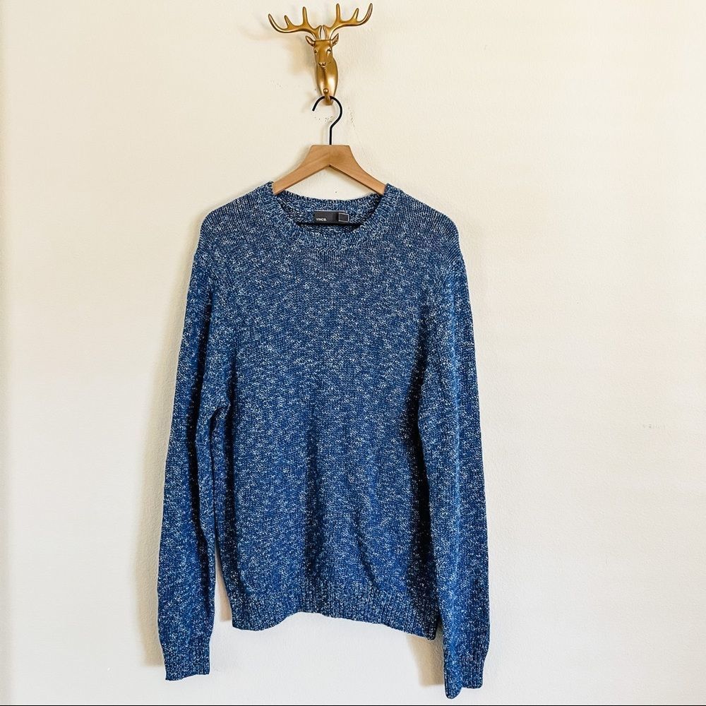 Vince Blue Crewneck Pullover Knit Sweater Size Large NWT